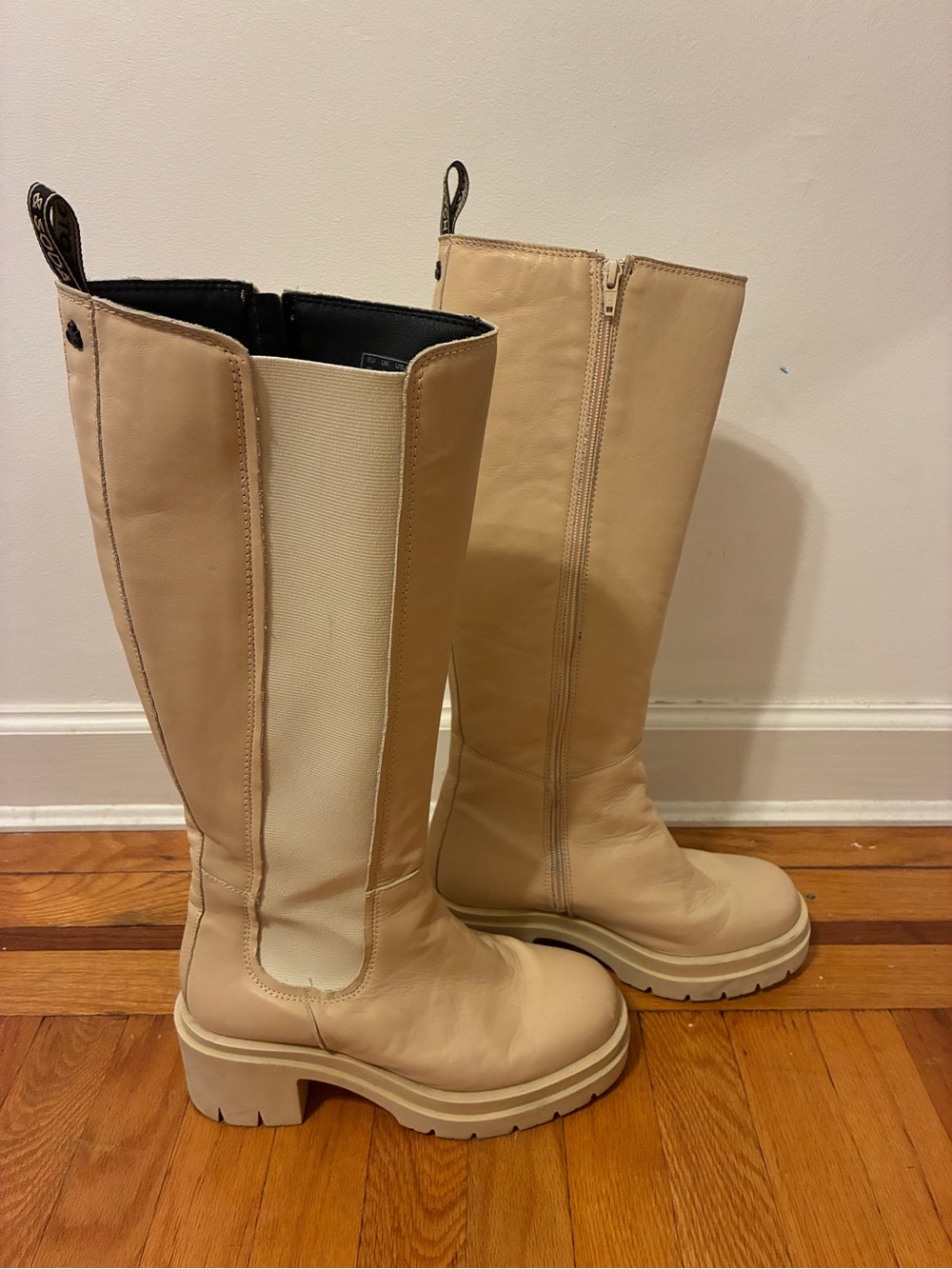 Scotch & Soda Tan/Cream Platform Knee High Boots Size 9